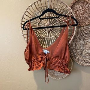 Princess Polly Burnt Orange Silk Tie Top